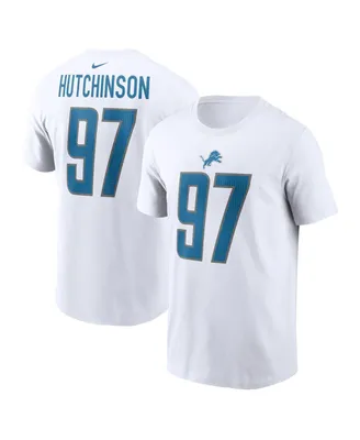 Men's Nike Aidan Hutchinson White Detroit Lions Player Name and Number T-shirt
