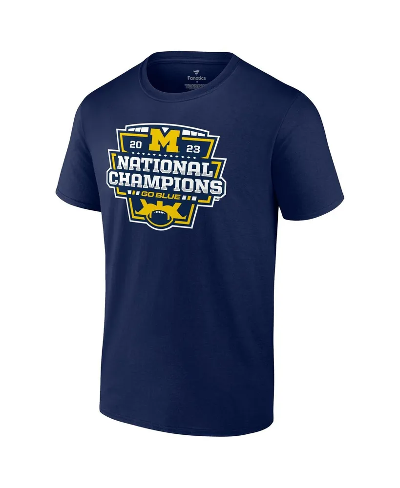 Men's Fanatics Navy Michigan Wolverines College Football Playoff 2023 National Champions Big and Tall Official Logo T-shirt