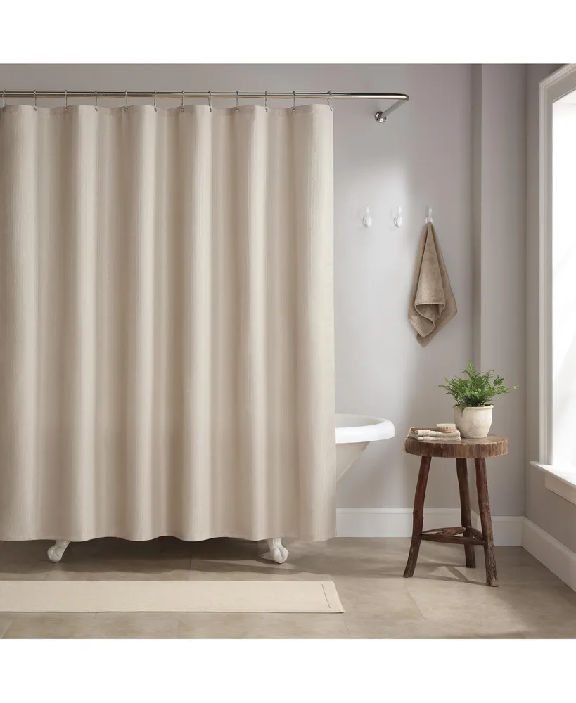 Organic Stripe Stitch Candlewick Shower Curtain