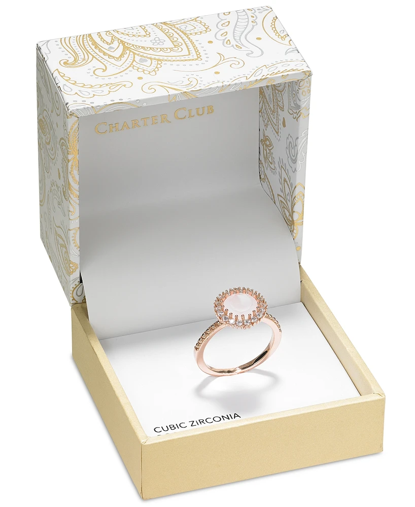 Charter Club Rose Gold-Tone Pave & Color Crystal Halo Ring, Created for Macy's