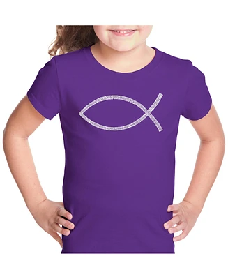 Girl's Word Art T-shirt - Jesus Fish