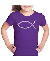 Girl's Word Art T-shirt - Jesus Fish