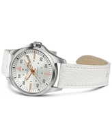 Hamilton Women's Swiss Automatic Khaki Aviation White Leather Strap Watch 36mm