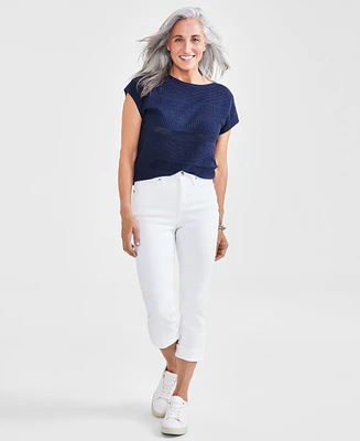 Style & Co Petite High-Rise High-Cuff Capri Jeans, Created for Macy's