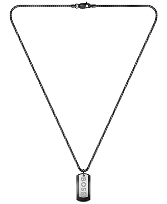 Hugo Boss Men's Devon Stainless Steel Ionic Plated Black Steel Necklace