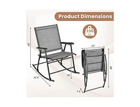 Set of 2 Folding Rocking Chair with Breathable Seat Fabric