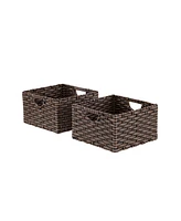Seville Classics Foldable Handwoven Cube Storage Baskets, Set of 2