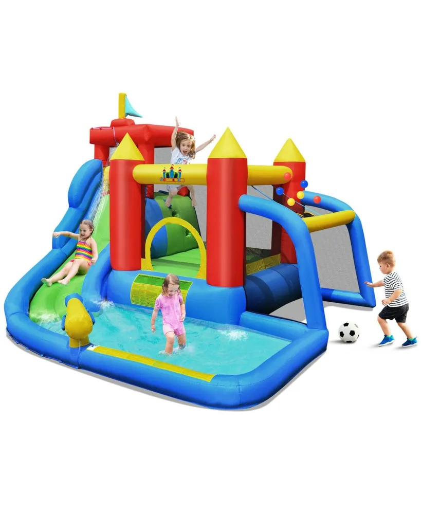 Inflatable Bouncer Bounce House with Water Slide Splash Pool without Blower