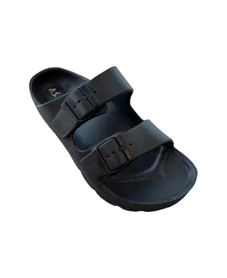 Andrew By Stevens Comfort Slides Double Buckle Adjustable Scooby Flat Sandals