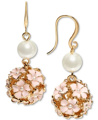 Charter Club Gold-Tone Imitation Pearl & Color Flower Cluster Drop Earrings, Created for Macy's