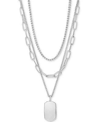 On 34th Silver-Tone Mixed Chain Layered Pendant Necklace, 16" + 2" extender, Created for Macy's