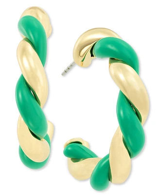 On 34th Gold-Tone Swirl Medium Hoop Earrings, 1.2", Created for Macy's