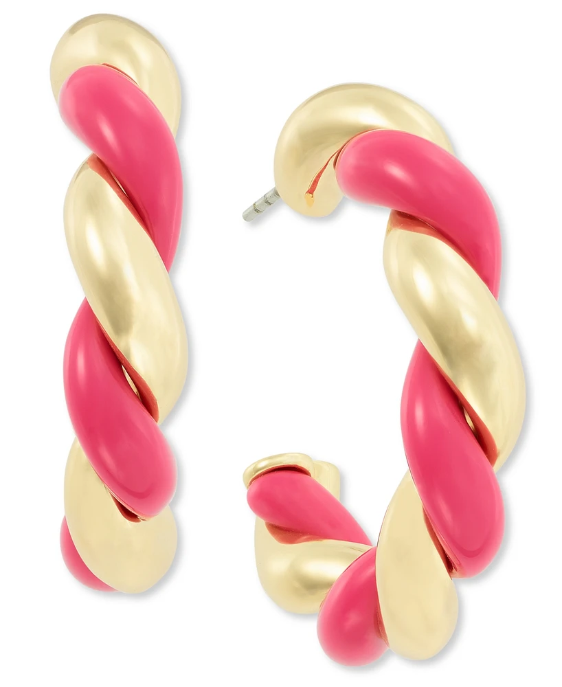 On 34th Gold-Tone Swirl Medium Hoop Earrings, 1.2", Created for Macy's