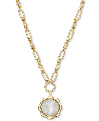 On 34th Scalloped Frame Mother-of-Pearl Pendant Necklace, 36" + 2" extender, Created for Macy's