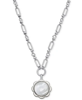 On 34th Scalloped Frame Mother-of-Pearl Pendant Necklace, 36" + 2" extender, Created for Macy's