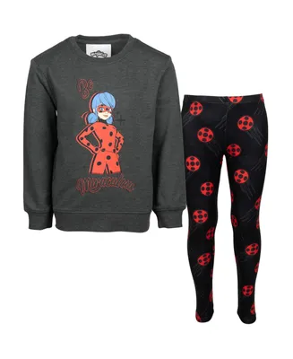 Miraculous Cat Noir Ladybug Girls French Terry Sweatshirt and Leggings Outfit Set Toddler| Child