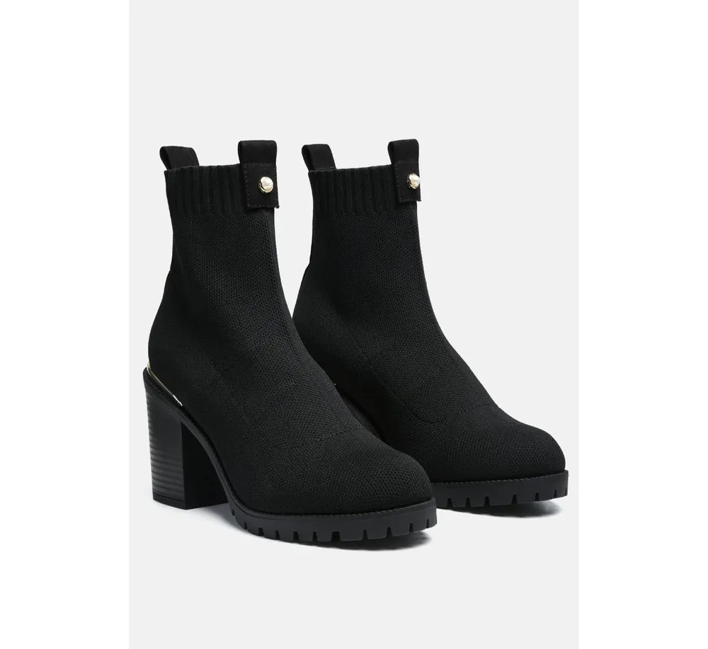 medusa knitted block heel ankle boots