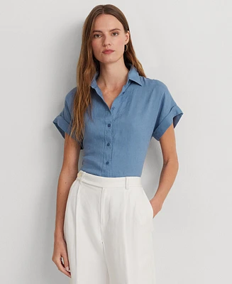 Lauren Ralph Petite Linen Short-Sleeve Shirt