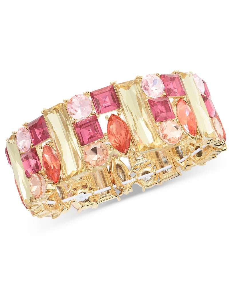 I.n.c. International Concepts Gold-Tone Mixed Cut Multicolor Crystal Stretch Bracelet, Created for Macy's