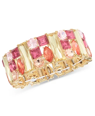 I.n.c. International Concepts Gold-Tone Mixed Cut Multicolor Crystal Stretch Bracelet, Created for Macy's