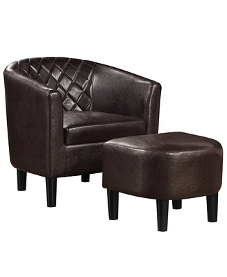Convenience Concepts 27.75" Faux Leather Roosevelt Accent Chair with Ottoman