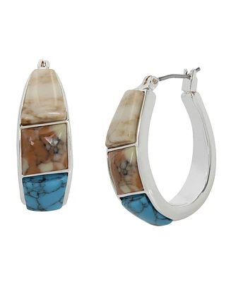 Robert Lee Morris Soho Semi-Precious Mixed Stone Hoop Earrings