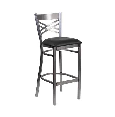 Clear Coated "X" Back Metal Restaurant Dining Barstool