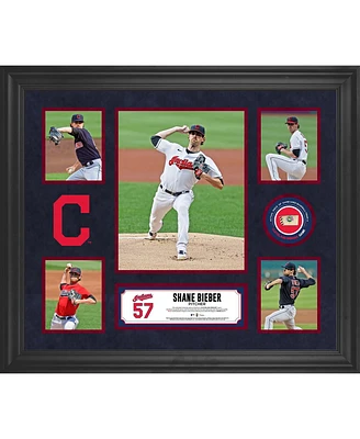 Shane Bieber Cleveland Guardians Framed 5-Photo Collage with Piece of Game-Used Ball