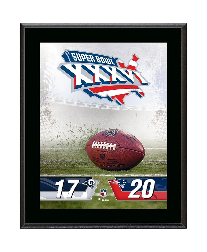 New England Patriots vs. St. Louis Rams Super Bowl Xxxvi 10.5" x 13" Sublimated Plaque