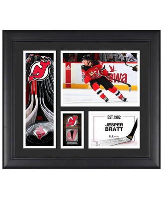 Jesper Bratt New Jersey Devils Framed 15" x 17" Player Collage with a Piece of Game-Used Puck