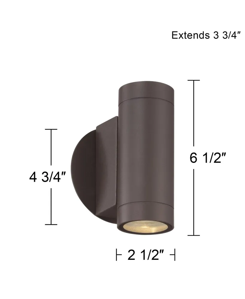 Modern Sconce Outdoor Wall Light Fixture Matte Bronze Cylinder 6 1/2" Tempered Glass Lens Up Down Decor for Exterior House Porch Patio Outside Deck Ga