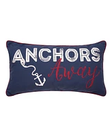 12" x 24" Anchors Away Nautical Embroidered Lumbar Throw Pillow