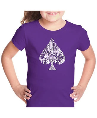 Girl's Word Art T-shirt - Order Of Winning Poker Hands