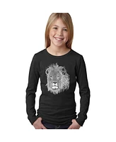 Girl's Word Art Long Sleeve - Lion