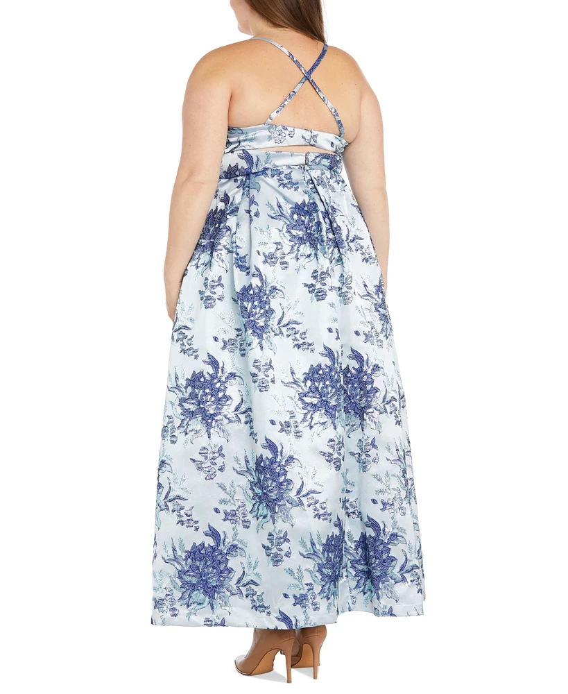 Morgan & Company Plus Sleeveless Floral Gown