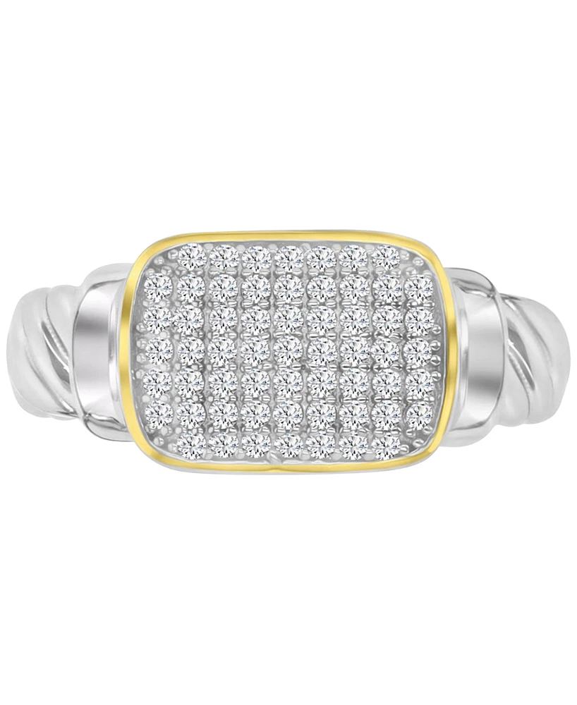 Cubic Zirconia Rectangular Cluster Twist Rope Statement Ring