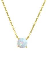 Lab-Grown Opal Cushion Cut Solitaire 18" Pendant Necklace (5/8 ct. t.w.)