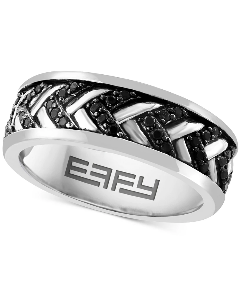 Effy Men's Black Spinel Chevron Band (1-1/20 ct. t.w.) Sterling Silver (Also White Topaz)