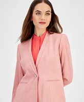 Anne Klein Women's Twill Faux-Lapel One-Button Jacket