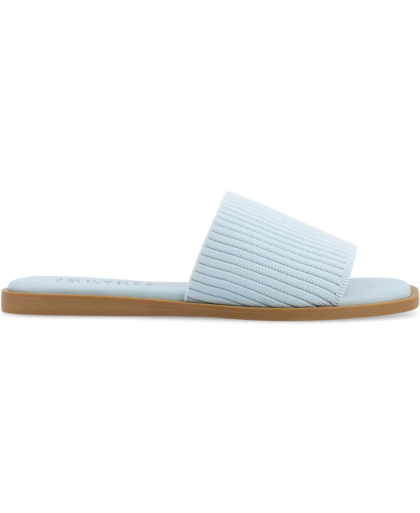 Journee Collection Women's Prisilla Single Band Slide Flat Sandals