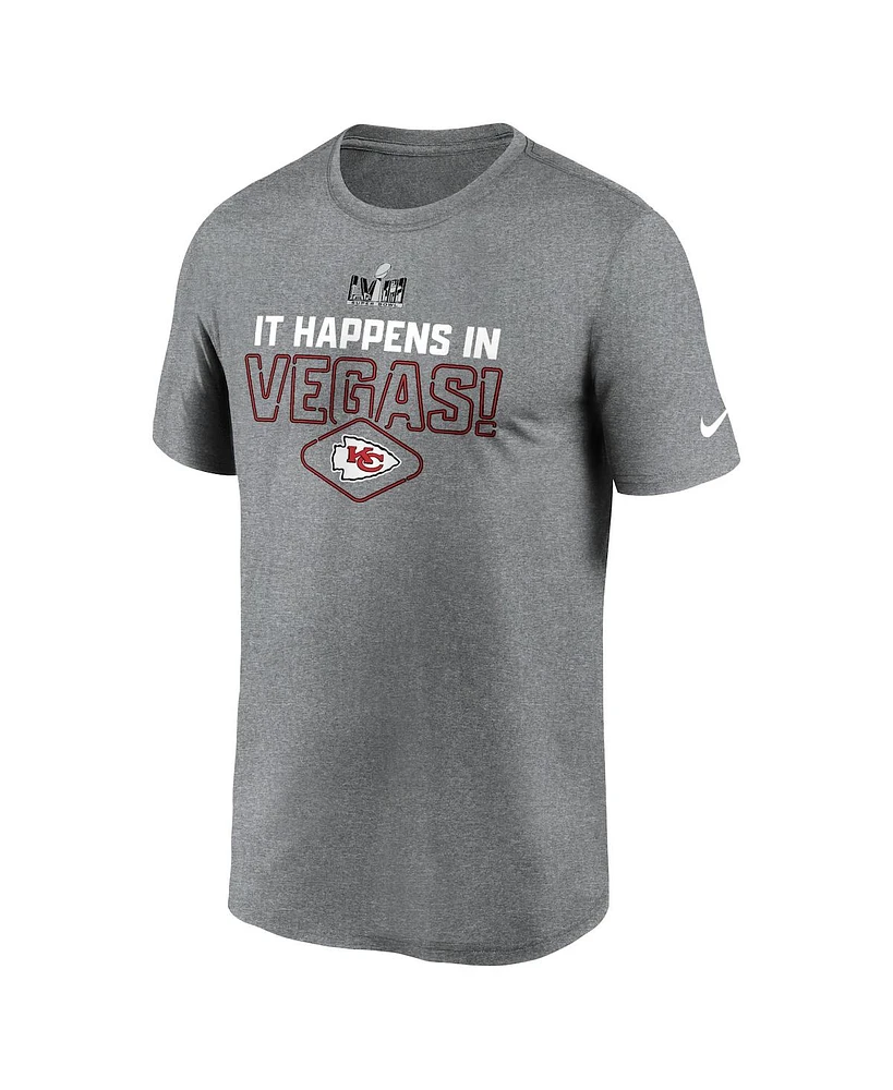 Men's Nike Heather Gray Kansas City Chiefs Super Bowl Lviii Logo Lockup T-shirt