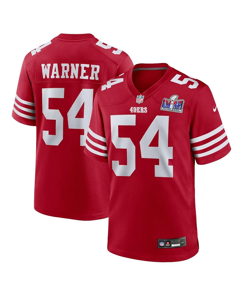 Men's Nike Fred Warner Scarlet San Francisco 49ers Super Bowl Lviii Game Jersey