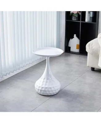 Simplie Fun White Metal Side Table, Small Sofa Table, Small Iron Table, Nightstand For Living Room