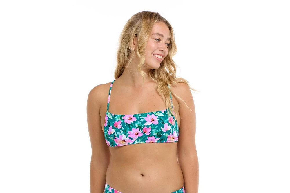 Eidon Tropical Paradise Rose Bandeau Top