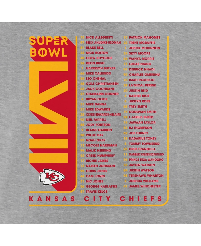 Men's Fanatics Heather Charcoal Kansas City Chiefs Super Bowl Bound Roster T-shirt