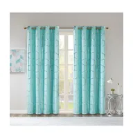 Raina Total Blackout Metallic Print Grommet Top Curtain Single Panel, 50"W x 84"L