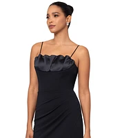 Xscape Women's Satin-Trim Ruched Gown