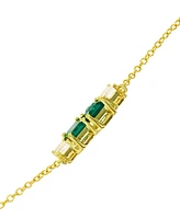 Lab-Grown Emerald (1-1/5 ct. t.w.) & Lab-Grown White Sapphire (3/4 ct. t.w.) Four Stone 18" Collar Necklace in 14k Gold-Plated Sterling Silver