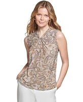 Tommy Hilfiger Women's Twisted-Neck Paisley Top