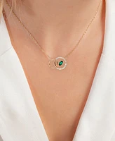 Lab-Grown Emerald (1/4 ct. t.w.) & Lab-Grown White Sapphire (1/5 ct. t.w.) Interlocking Circle 18" Pendant Necklace in 14k Rose Gold